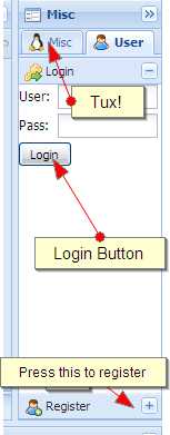 The Login and Register tab